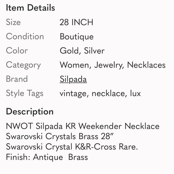 Silpada KR Gold finish Pendant with crystals - Picture 3 of 3